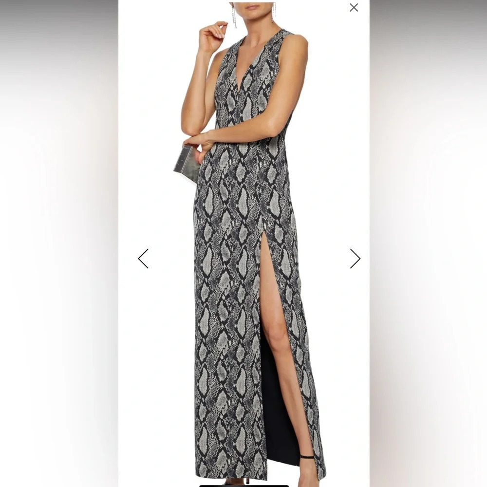 NWT Alice + Olivia Celeste Halter Neck Snake Print Slit Dress size 6